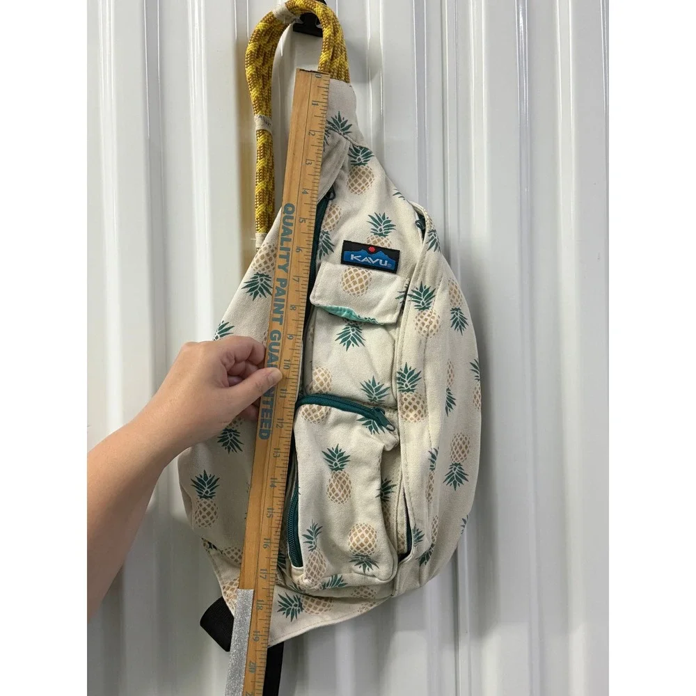 KAVU Rope Bag Sling Backpack Women OS Cream Pineapple Good Canvas Crossbody